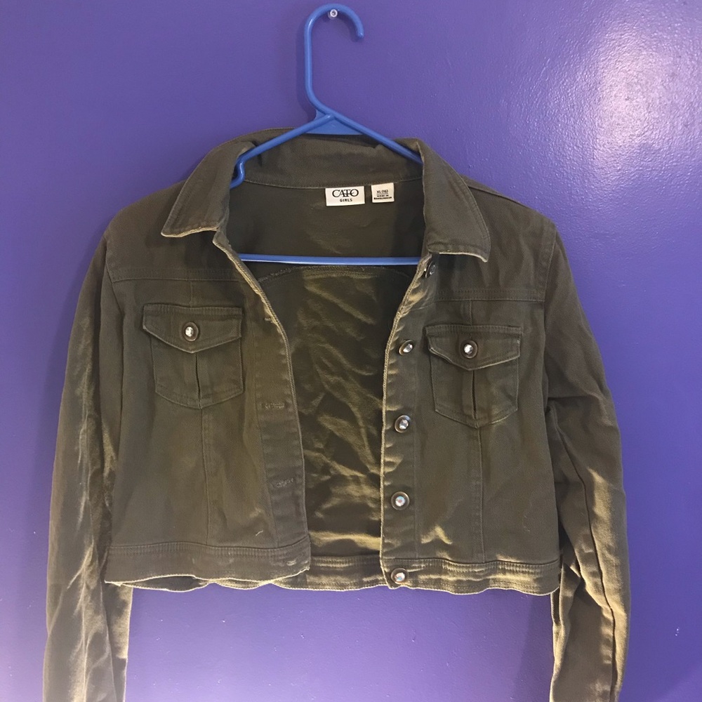 Army green jean jacket